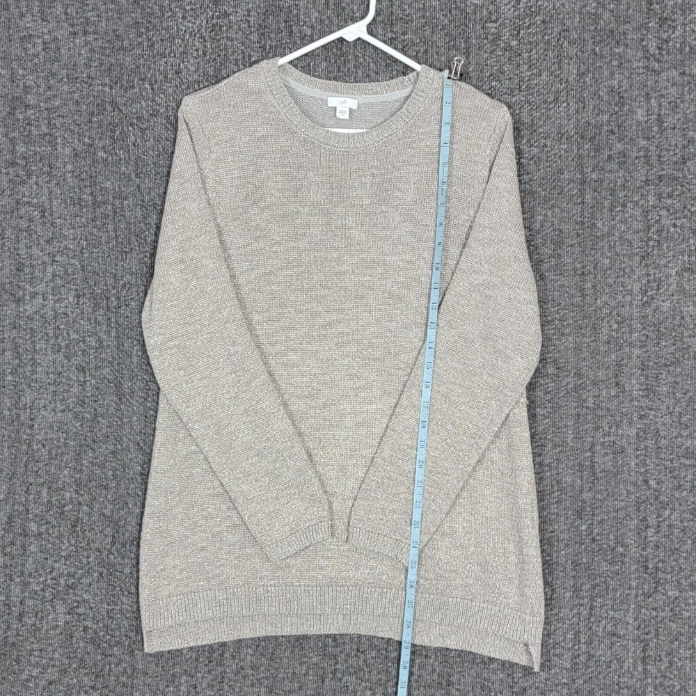 J. JILL Sweater Womens Medium Taupe Metalic Shimmer Long Sleeve Pullover - Picture 3 of 12